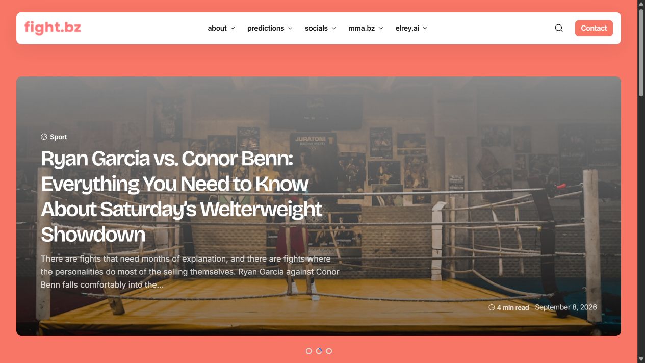 Screenshot of the fight.bz homepage
