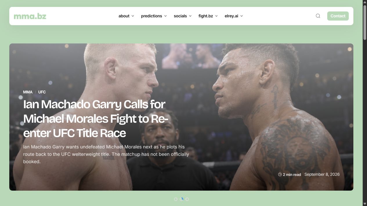 Screenshot of the mma.bz homepage