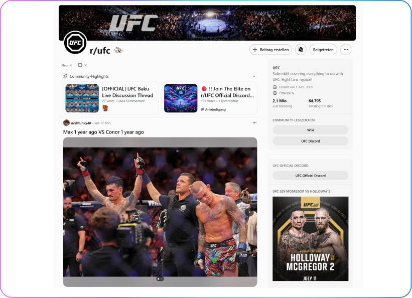 UFC news page